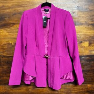 NWT BEBE Women's Magenta Blazer Jacket flared peplum waist